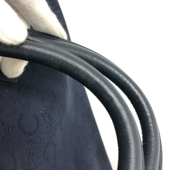 CELINE C Macadam Carriage vintage Hand Bag Duffle Bag Canvas/Leather Navy - Picture 8 of 11